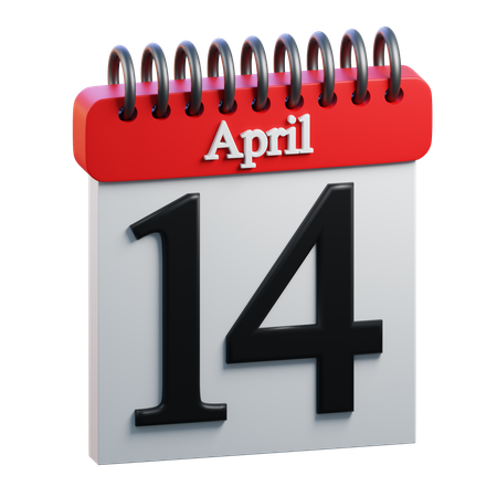 14 April Calendar  3D Icon