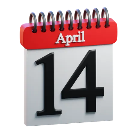 14 April Calendar  3D Icon