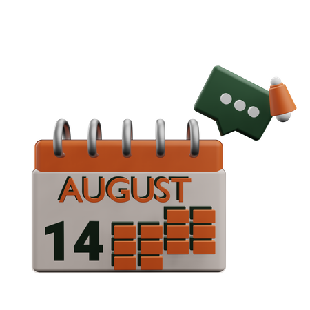14 august  3D Icon