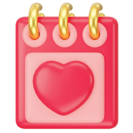 3 D Calendar Love Heart Icon Valentine Date Schedule 3D Icon