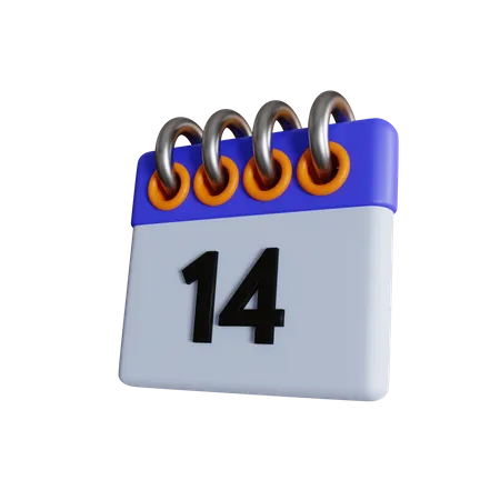 Day 14 Calendar With Day Off And Holiday Options With Normal And Isometric Views 3D Icon