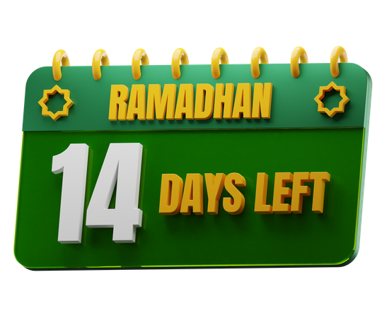 14 Days Left to Ramadan  3D Icon