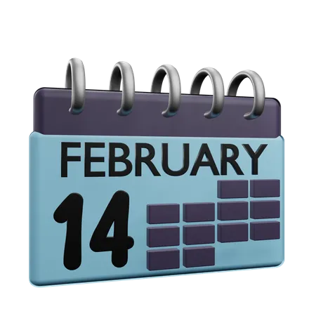 Calendário de 14 de fevereiro  3D Icon