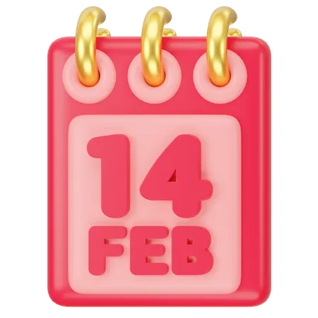 14th February Calendar Lover 3 D Icon Rendering 3D Icon