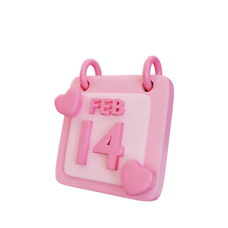 3 D Pink Valentine Calender Illustration Object 3D Illustration