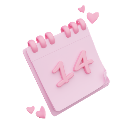 14. Februar  3D Illustration