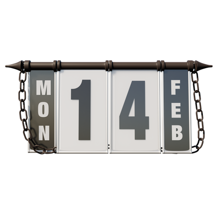 14. Februar Montag  3D Illustration