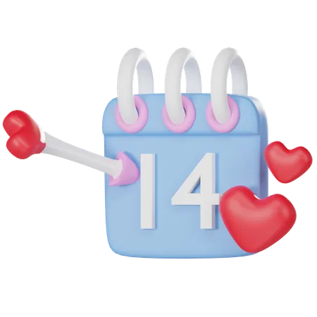 14 February  3D Icon