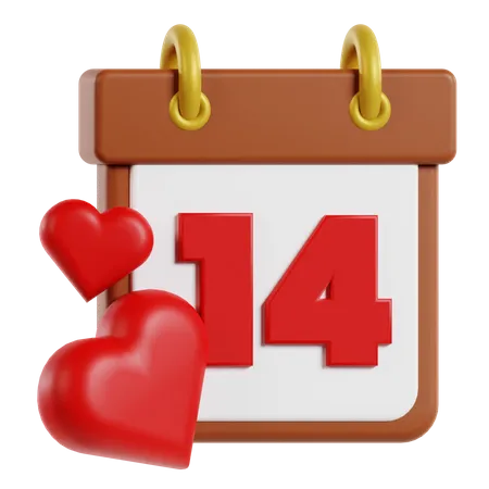 14 February  3D Icon