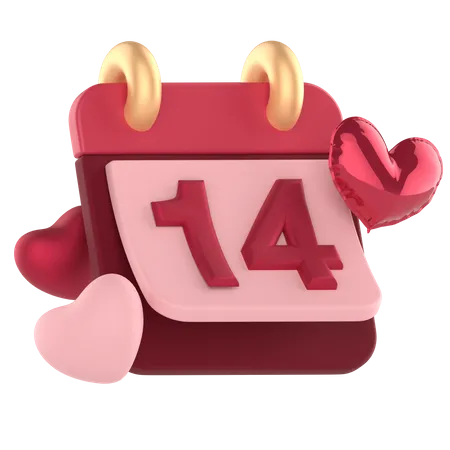 Calendar Date Valentine 3D Icon