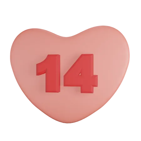 The Number 14 Is Full Of Love 3D Icon