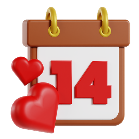 14 February  3D Icon