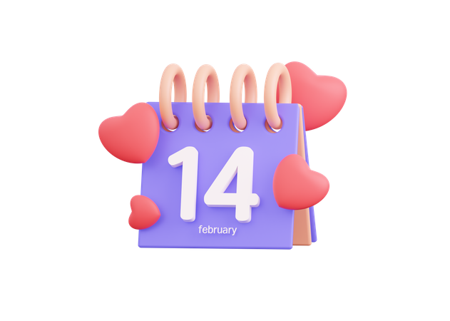 14 February Valentines Day  3D Icon