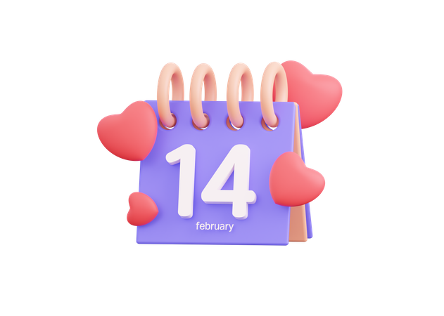 14 February Valentines Day  3D Illustration