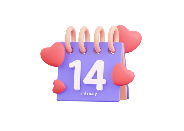 14 February Valentines Day  3D Illustration