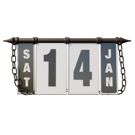 14. Januar Samstag  3D Illustration