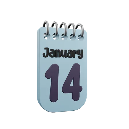 14 January Calender  3D Icon