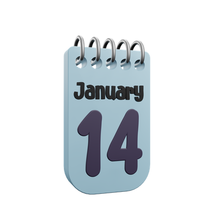 14 January Calender  3D Icon