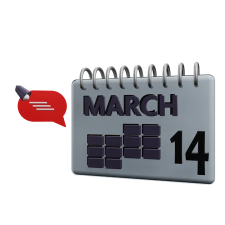 14 March Calender  3D Icon