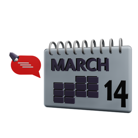 14 March Calender  3D Icon