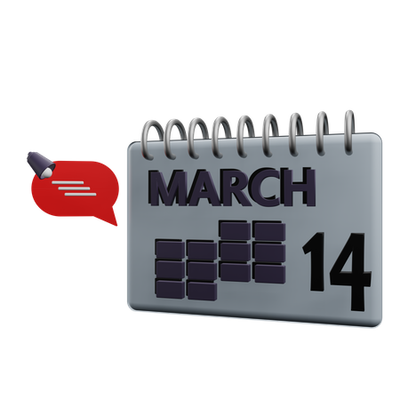 Calendario del 14 de marzo  3D Icon