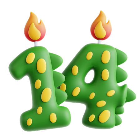 14 bougies dinosaures mignonnes  3D Icon