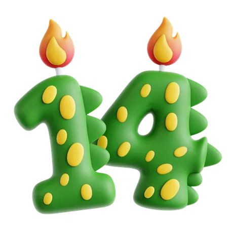 14 bougies dinosaures mignonnes  3D Icon