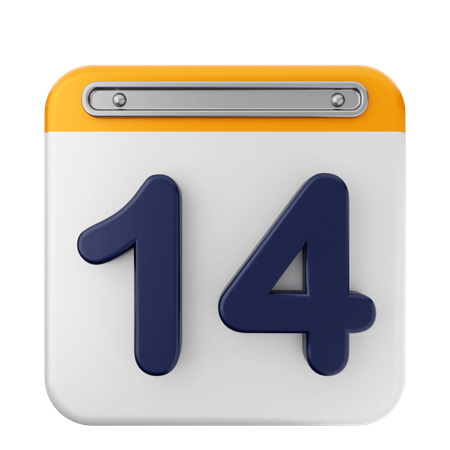 14º calendário  3D Icon