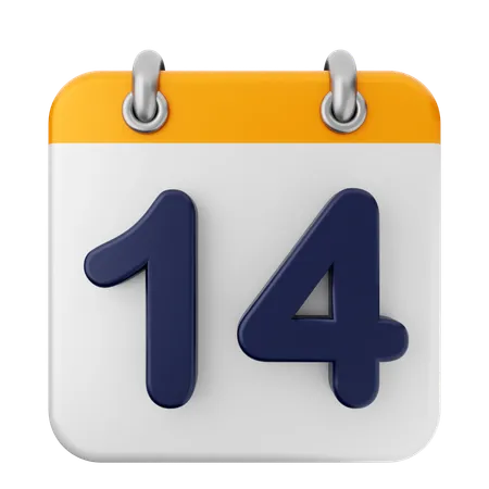 14th Calendar  3D Icon