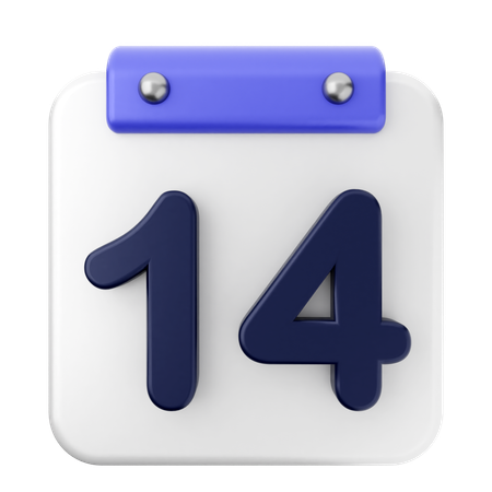 14th Calendar  3D Icon