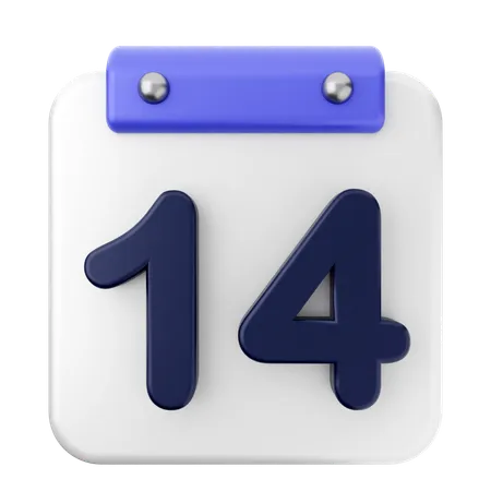 14th Calendar  3D Icon