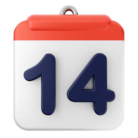 14th Calendar  3D Icon