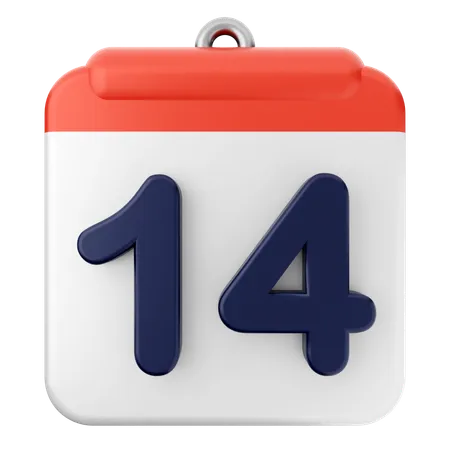 14th Calendar  3D Icon