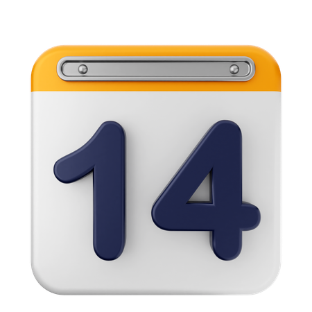 14th Calendar  3D Icon