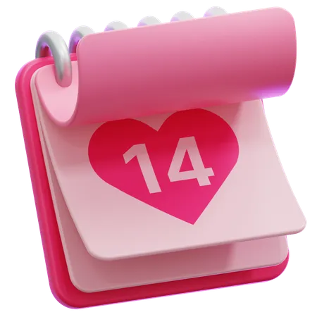 14th Calendar Valentine's Day  3D Icon