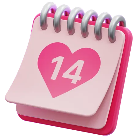 14th Calendar Valentine's Day  3D Icon