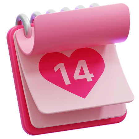 14th Calendar Valentine's Day  3D Icon