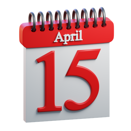 15 April Calendar  3D Icon