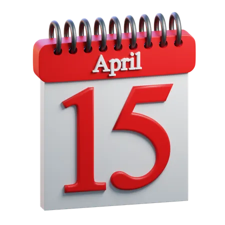15 April Calendar  3D Icon
