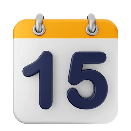 Calendario número 15  3D Icon