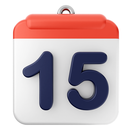 Calendario número 15  3D Icon