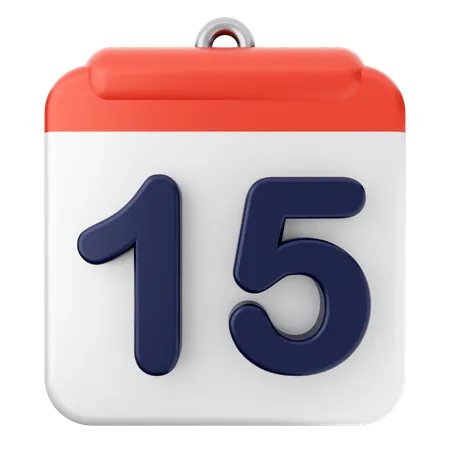 Calendario número 15  3D Icon