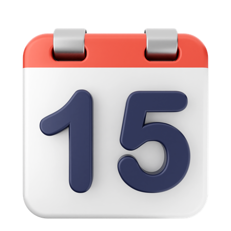 Calendario número 15  3D Icon