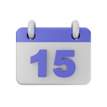 15 Date Calendar  3D Icon