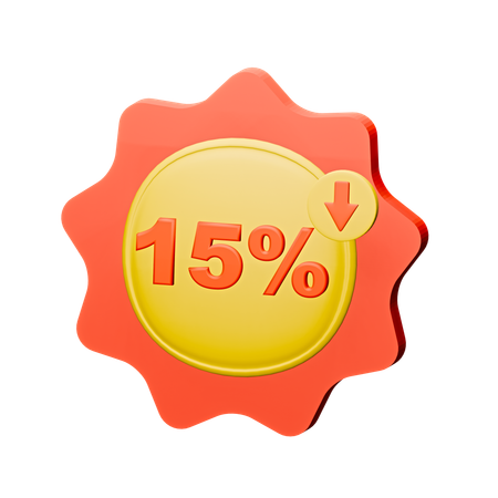 15% Discount Badge  3D Icon