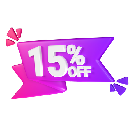 15% Discount Tag  3D Icon