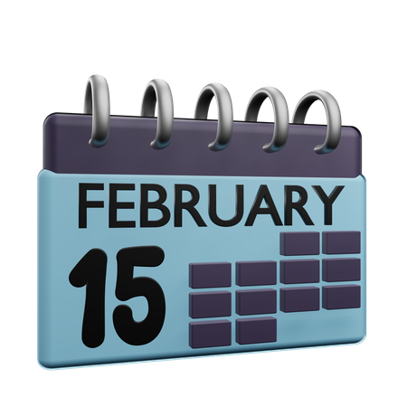 Calendario del 15 de febrero  3D Icon