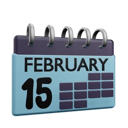 15 February Calender  3D Icon