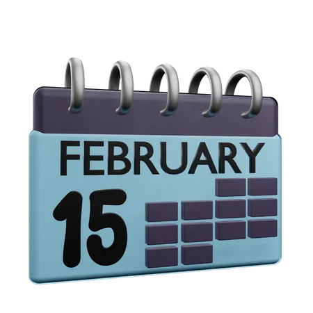 Calendrier du 15 février  3D Icon