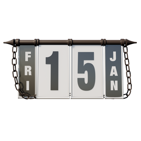 15. Januar Freitag  3D Illustration